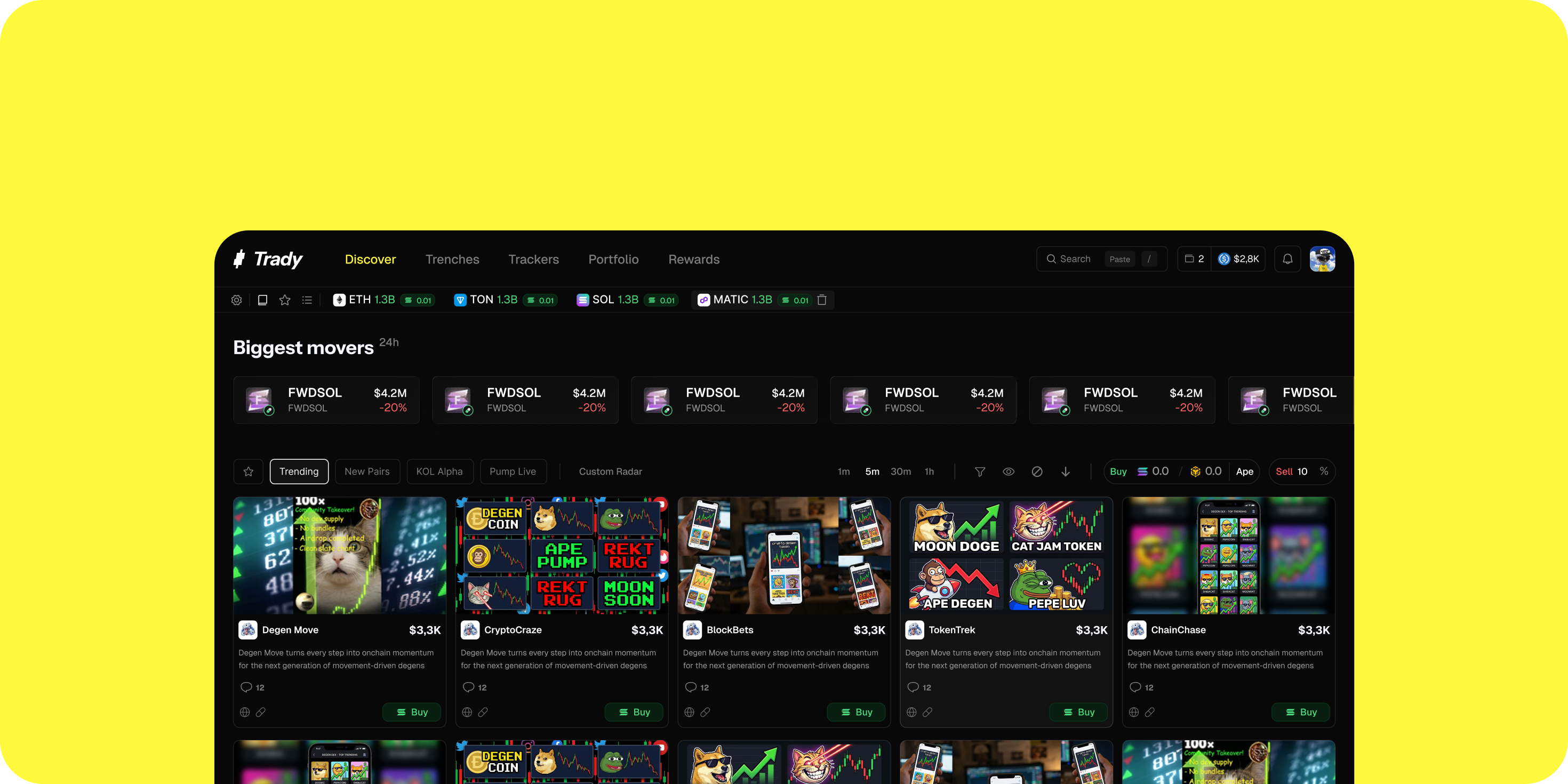 Trady Memecoin Trading Terminal