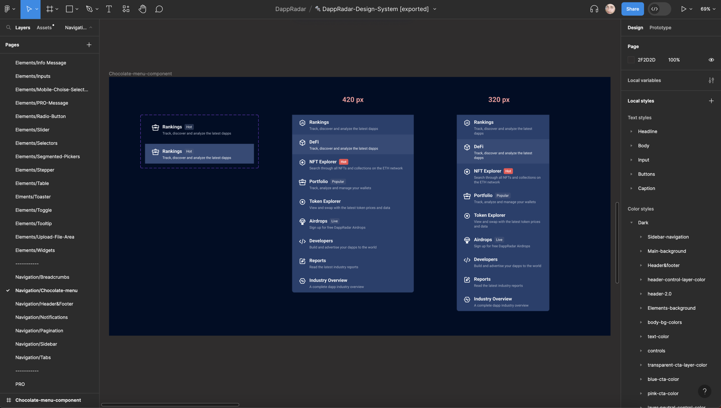 Drawer and menu components