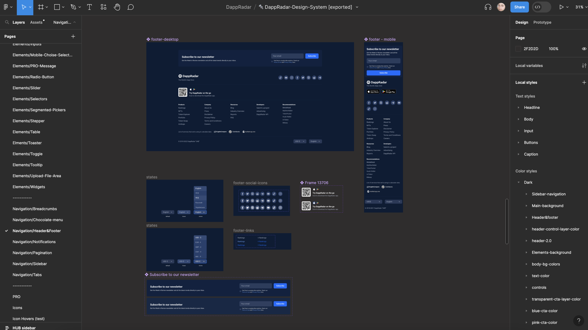 Footer components