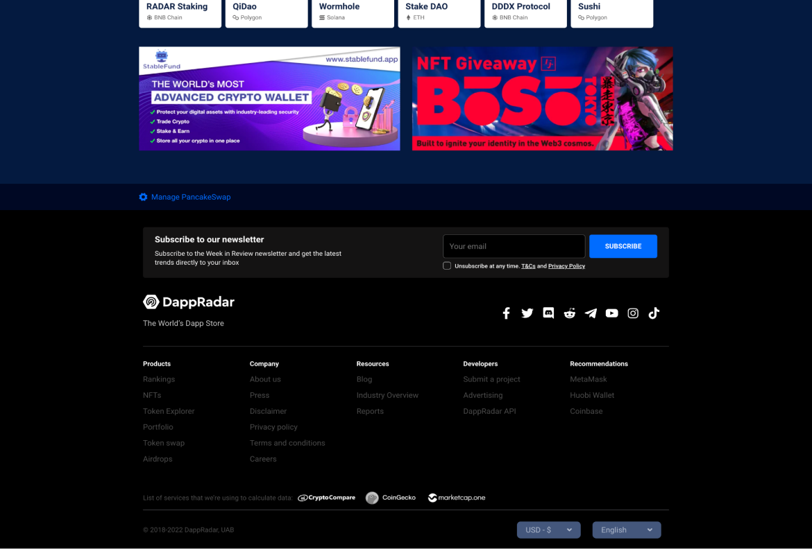 DappRadar footer before
