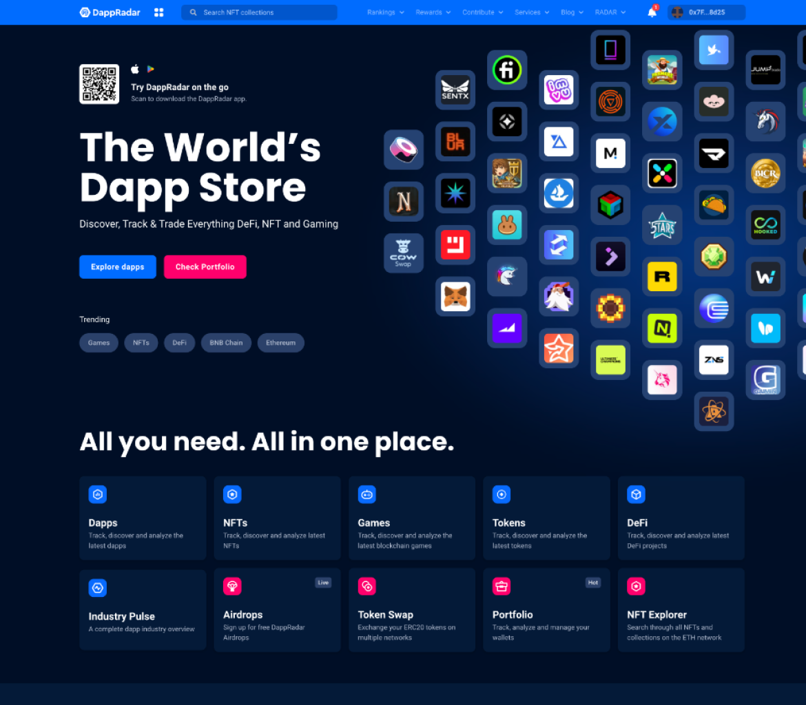 DappRadar homepage hero after