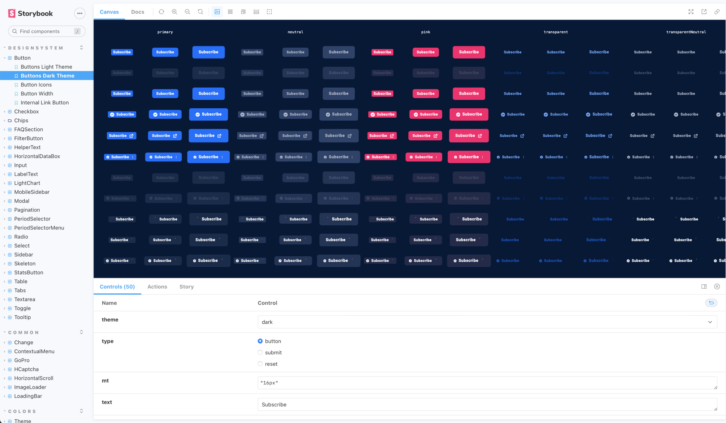 Design components implemented in Storybook