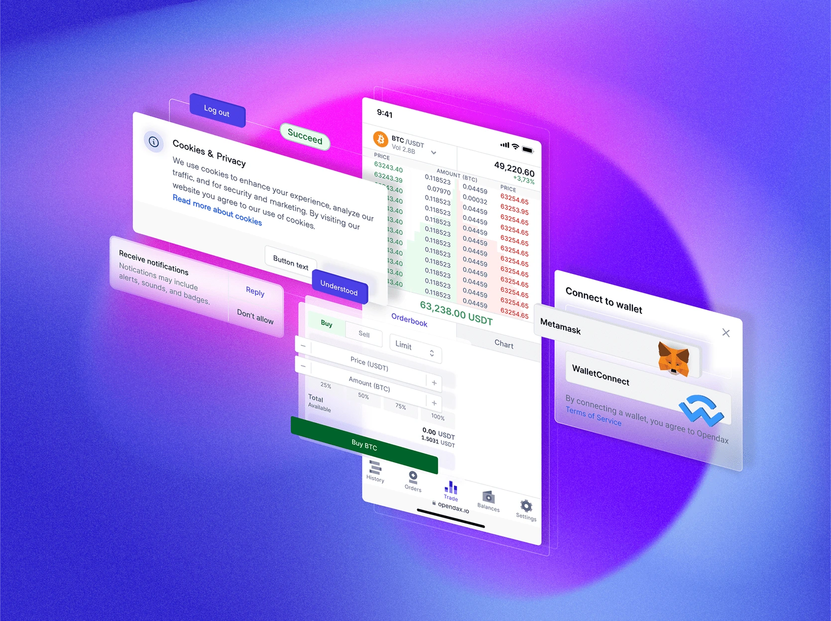 OpenDax reusable trading and wallet interface components